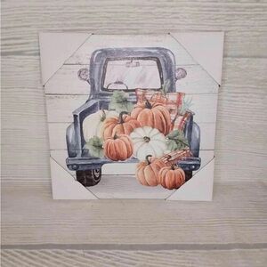 New! Fall Truck w/ Pumpkins Autumn Canvas Print Wall Art Picture Home Decor 10"